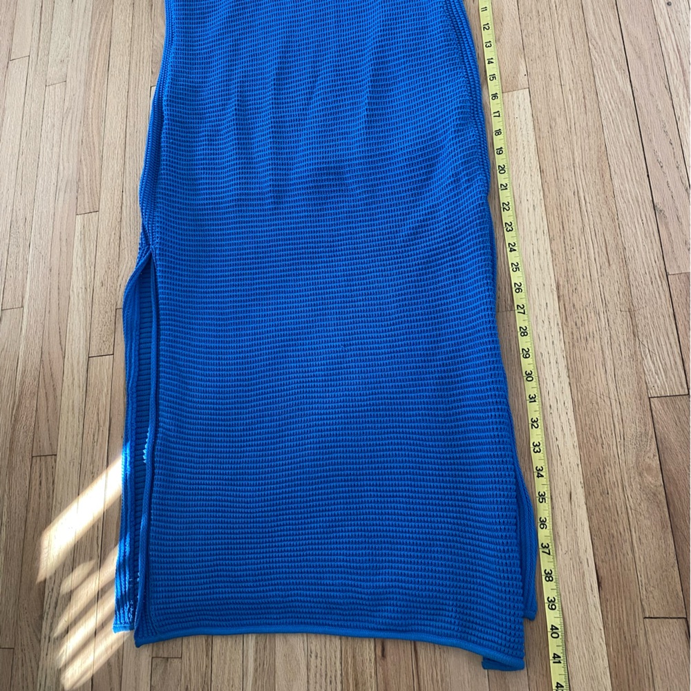 NWT Frame cobalt blue crochet bodycon beach pool party midi sheath tank dress - Picture 2 of 7